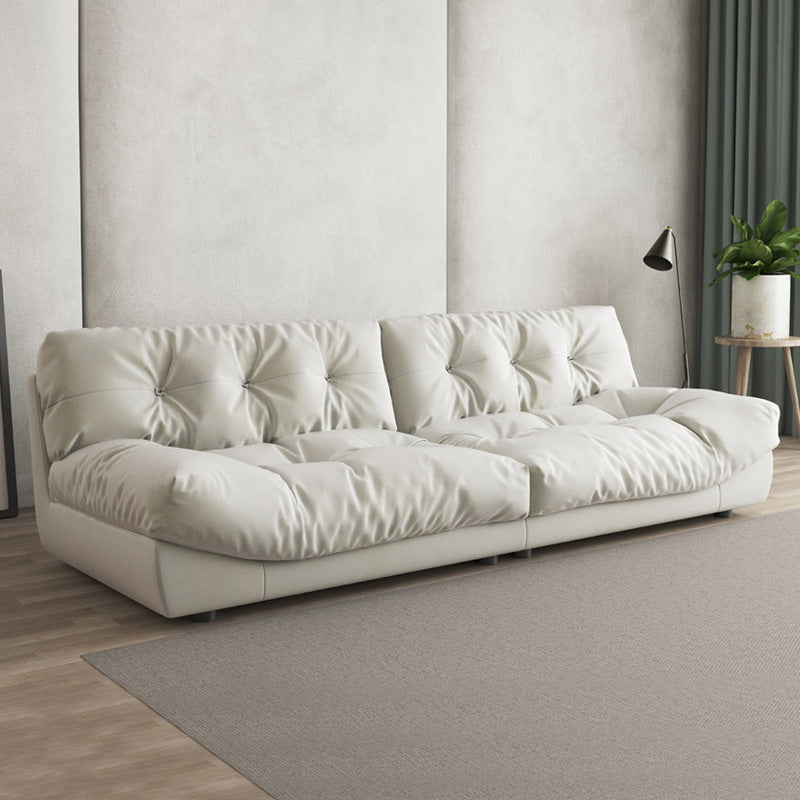 Tufted Split-Back Seating Armless Standard Sofa Leather for Apartment