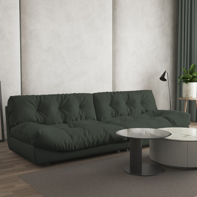 Tufted Split-Back Seating Armless Standard Sofa Leather for Apartment