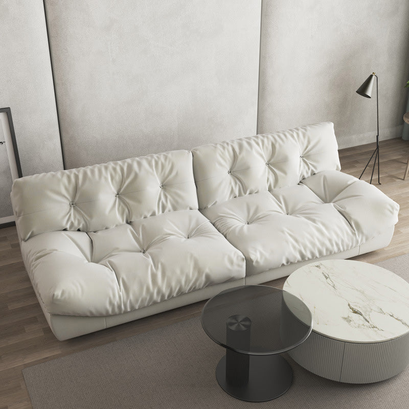 Tufted Split-Back Seating Armless Standard Sofa Leather for Apartment