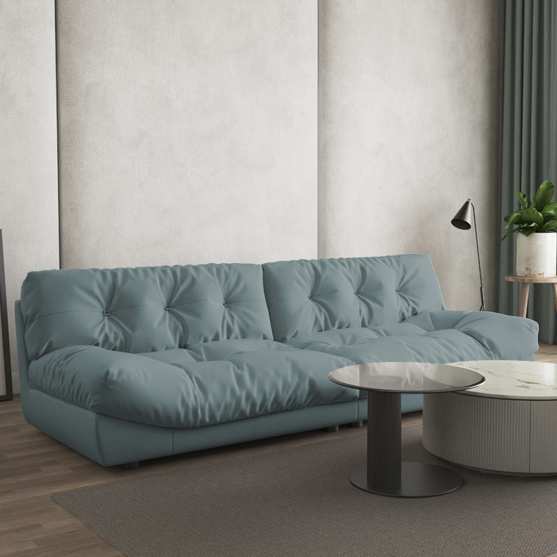 Tufted Split-Back Seating Armless Standard Sofa Leather for Apartment