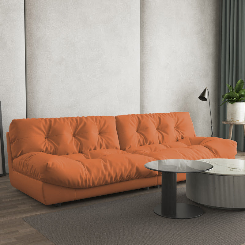 Tufted Split-Back Seating Armless Standard Sofa Leather for Apartment