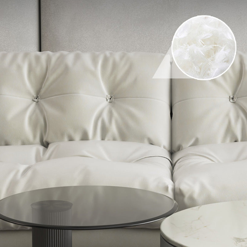 Tufted Split-Back Seating Armless Standard Sofa Leather for Apartment
