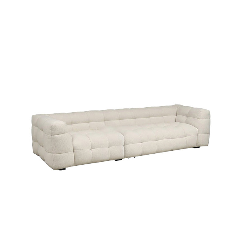 Biscuit Back Sofa Tuxedo Arm Seating in Beige for Living Room