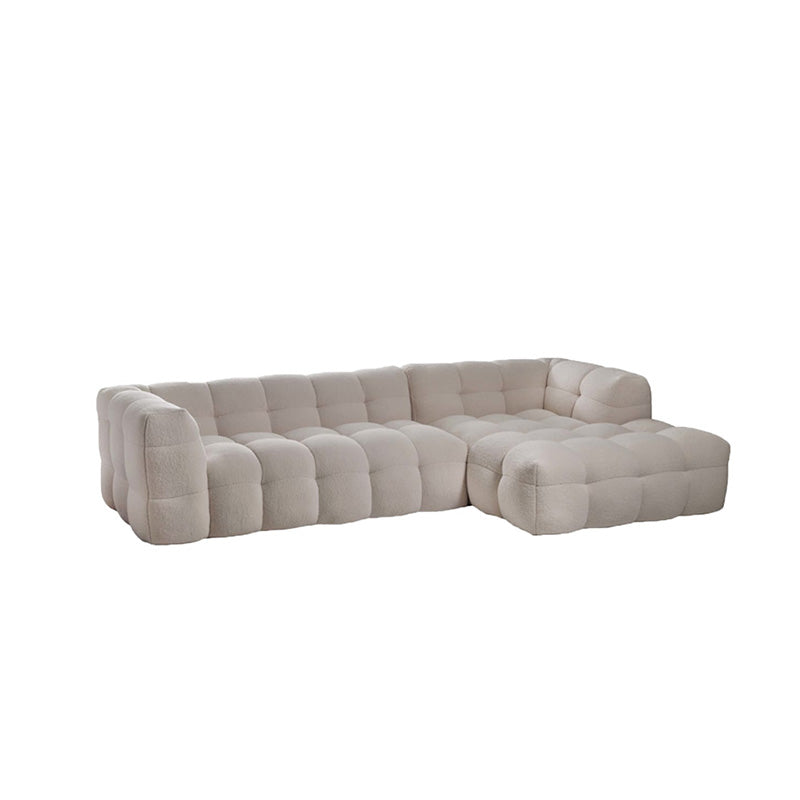 Biscuit Back Sofa Tuxedo Arm Seating in Beige for Living Room