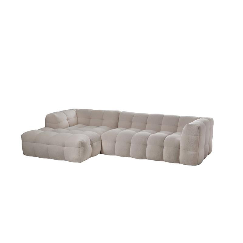 Biscuit Back Sofa Tuxedo Arm Seating in Beige for Living Room