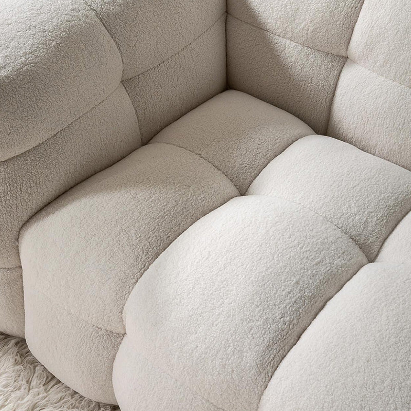 Biscuit Back Sofa Tuxedo Arm Seating in Beige for Living Room