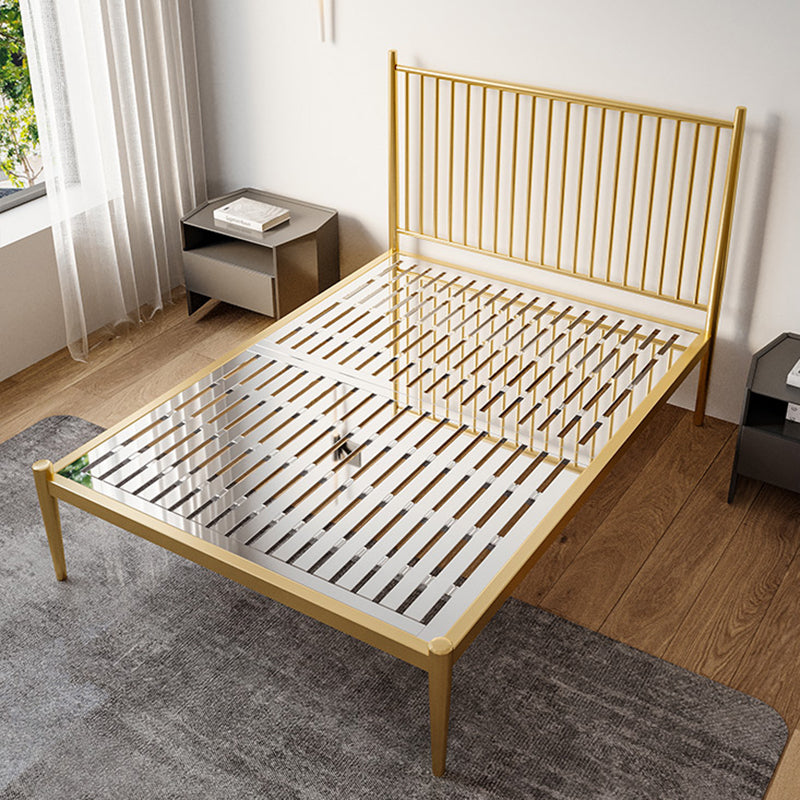 Contemporary Metal Open-Frame Bed Slat Rectangular Slat Bed with Metal Legs