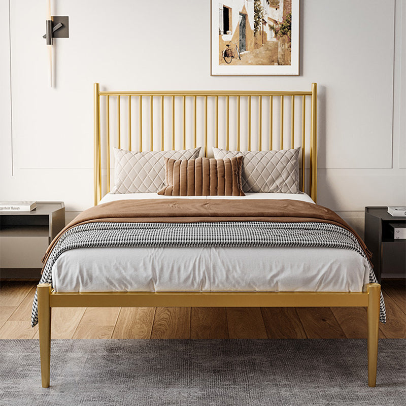 Contemporary Metal Open-Frame Bed Slat Rectangular Slat Bed with Metal Legs