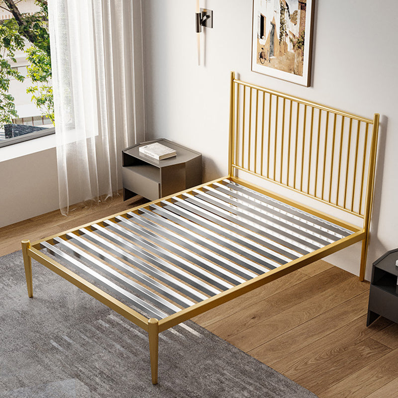 Contemporary Metal Open-Frame Bed Slat Rectangular Slat Bed with Metal Legs