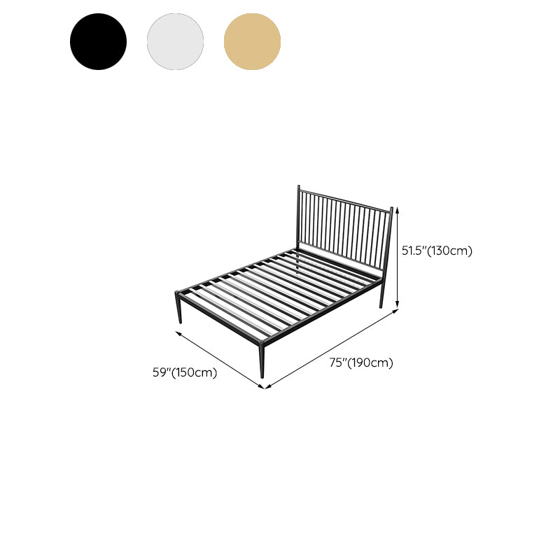 Contemporary Metal Open-Frame Bed Slat Rectangular Slat Bed with Metal Legs