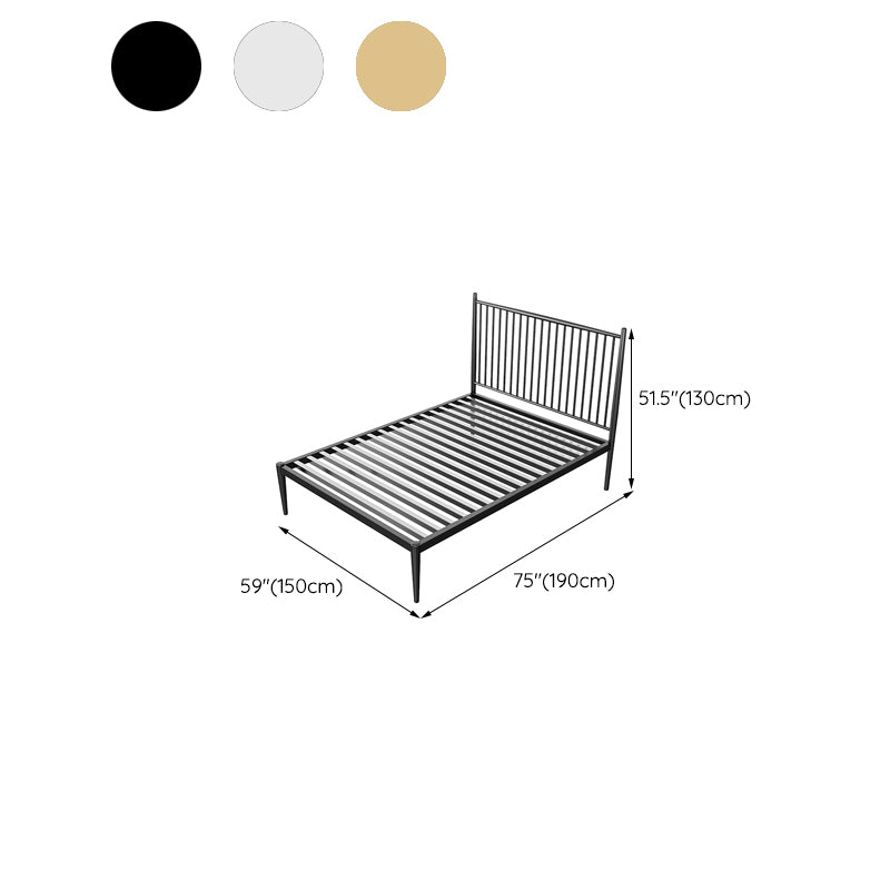 Contemporary Metal Open-Frame Bed Slat Rectangular Slat Bed with Metal Legs