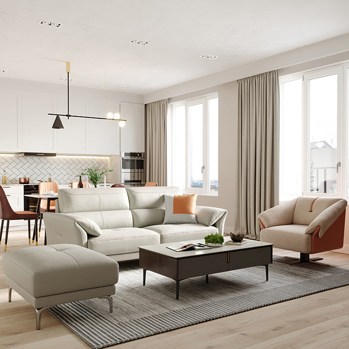 34"H Mission Craftsman Sectional Sofa Genuine Leather Sleeper Sectional