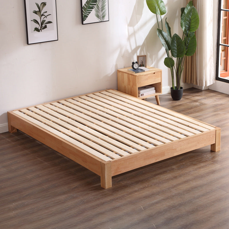 Solid Wood Standard Bed Contemporary Rubberwood Platform Bed with Legs