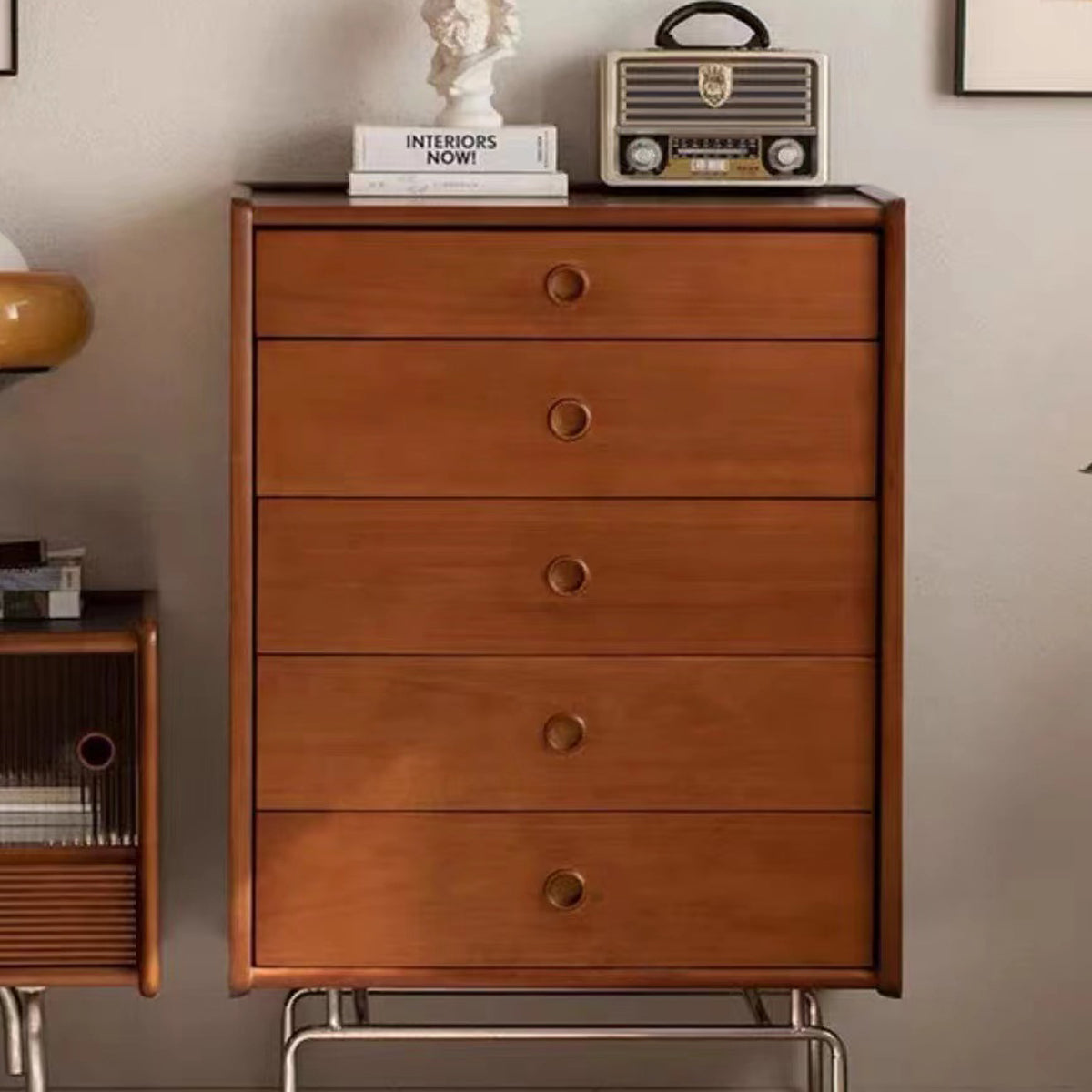 Mid-Century Modern Accent Chest with  Drawers and Straight Legs in Brone