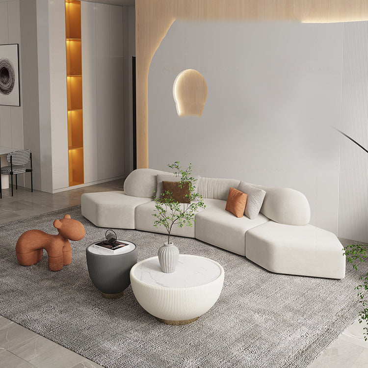 33" Wide Glam Sectional Sofa White Leather Sleeper Sectional