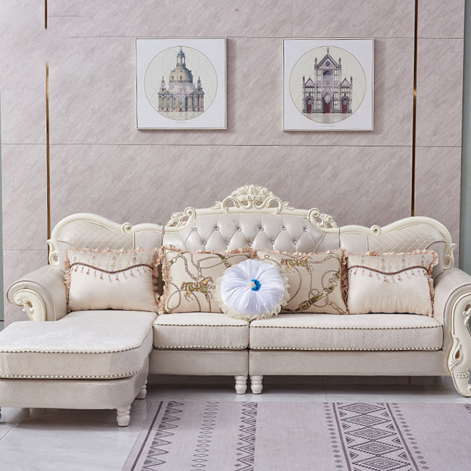 68" Wide French Country Sectional Sofa Leather Sleeper Sectional