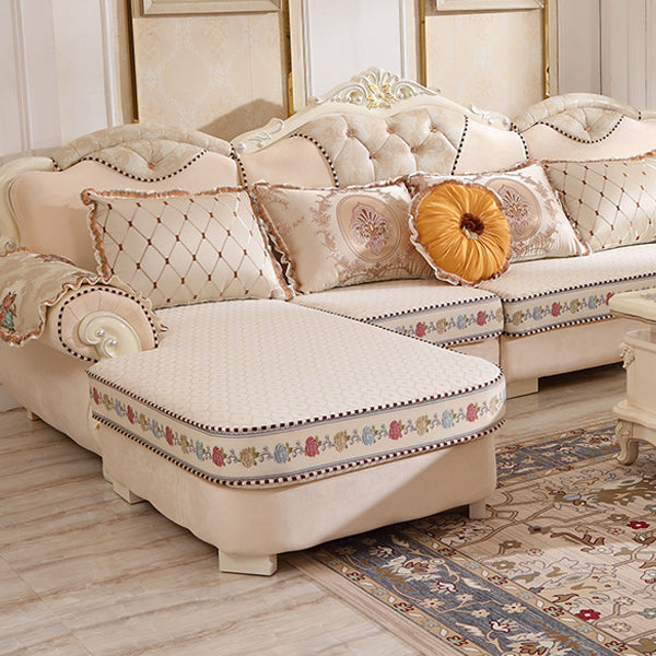 70" Wide French Country Sectional Sofa Fabric Sleeper Sectional