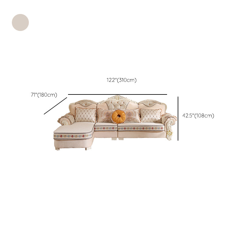 70" Wide French Country Sectional Sofa Fabric Sleeper Sectional