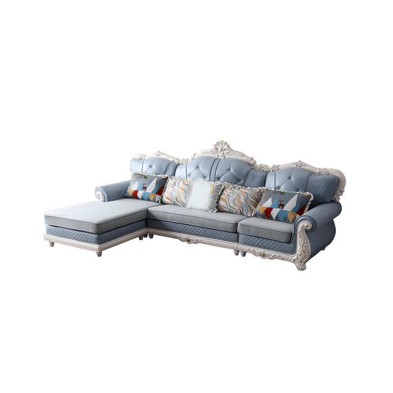 72" Wide French Country Sectional Sofa Leather Sleeper Sectional