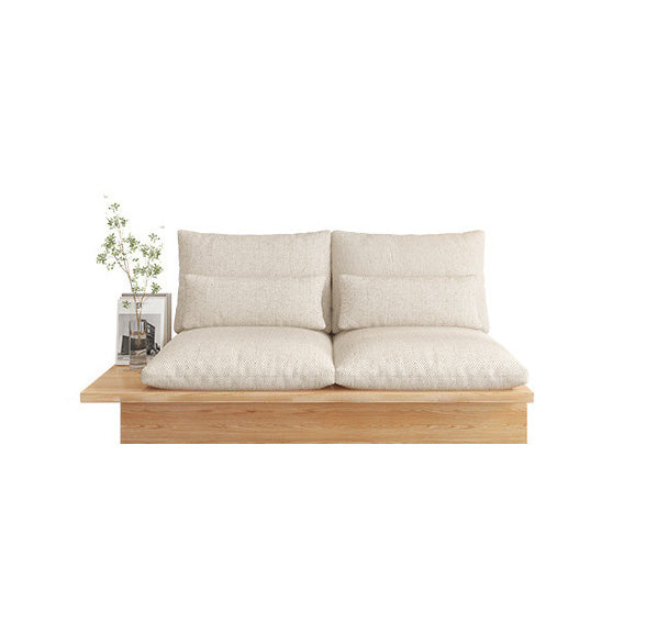 Contemporary Beige Sofa with Pillows Back and Drawers for Living Room