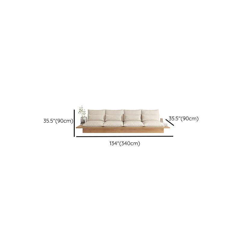 Contemporary Beige Sofa with Pillows Back and Drawers for Living Room