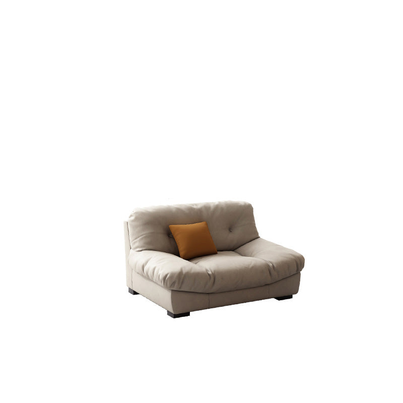 Scandinavian Beige Sofa with Tufted Back and Flared Arm for Living Room