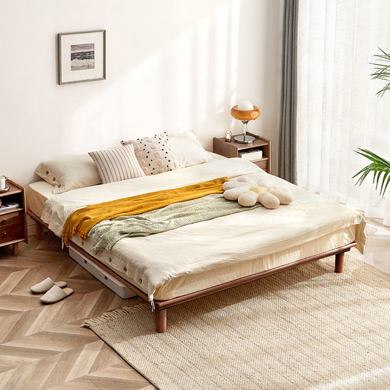 Modern Bed Frame Solid Wood Standard Bed with Custom Gold Legs