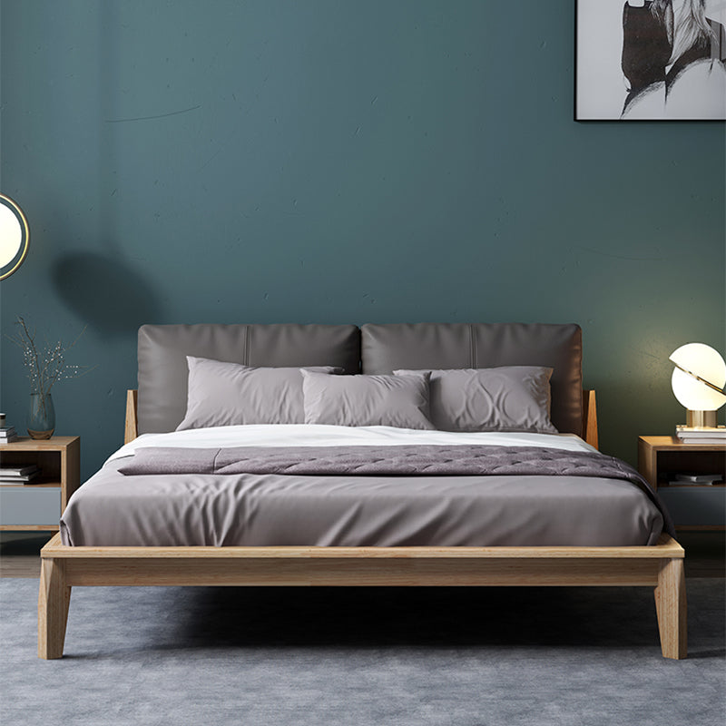 Modern Panel Bed No Distressing Wood Standard Bed Upholstered Headboard