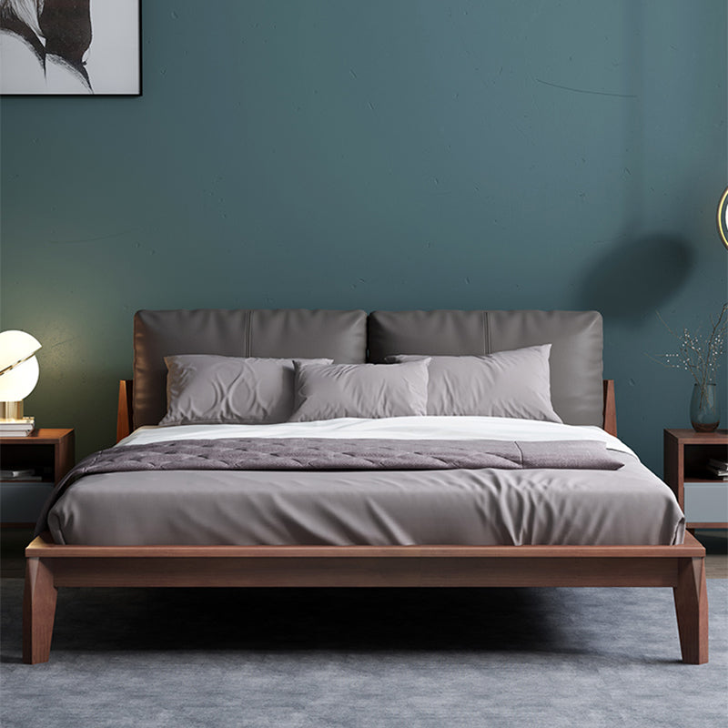 Modern Panel Bed No Distressing Wood Standard Bed Upholstered Headboard