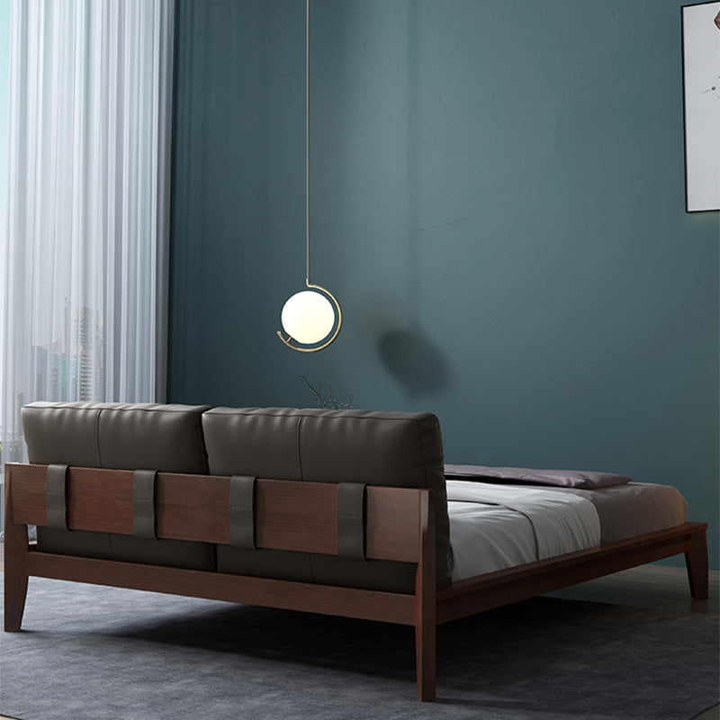 Modern Panel Bed No Distressing Wood Standard Bed Upholstered Headboard