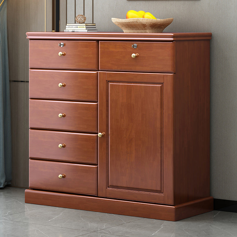 39.4" Tall Solid Wood Chest 6 - Drawer and 1 - Door Accent Cabinet