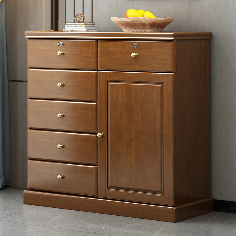 39.4" Tall Solid Wood Chest 6 - Drawer and 1 - Door Accent Cabinet