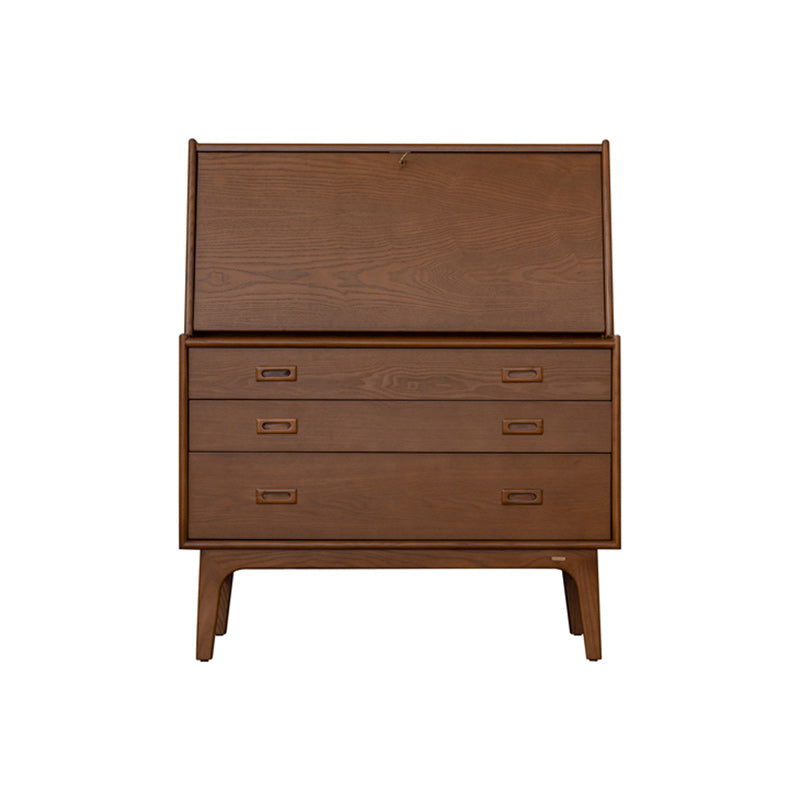 Mid-Century Modern Wood Accent Chest in Ash 46" Tall 5 Drawers Cabinet