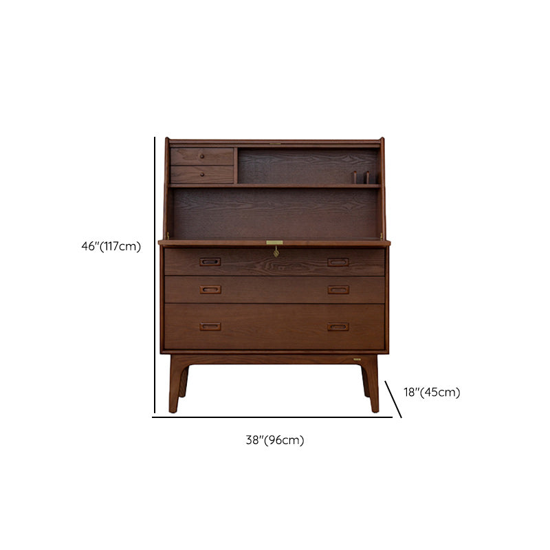 Mid-Century Modern Wood Accent Chest in Ash 46" Tall 5 Drawers Cabinet
