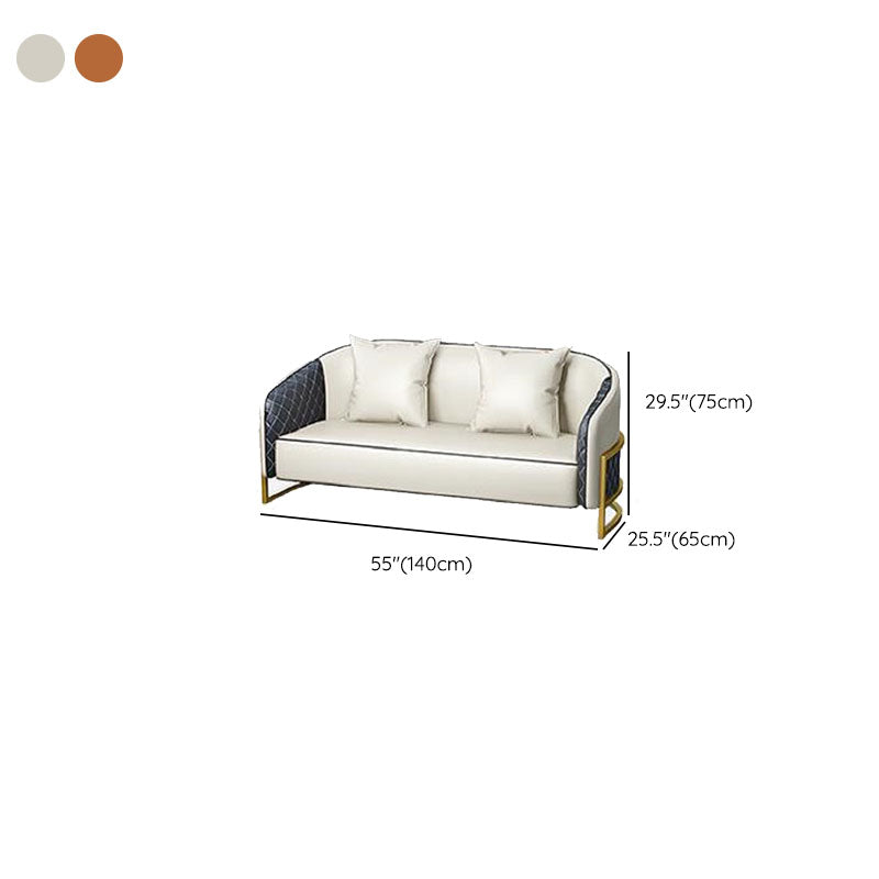 Modern Leather Sofa Chesterfield Tuxedo Arm Loveseat for Bonus Room