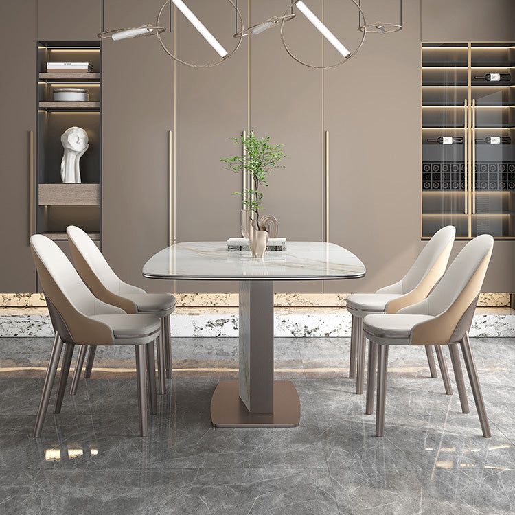 Glam Style Dining Rectangle Table Sintered Stone Table with Metal Legs for Home Use