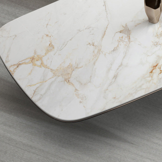 Glam Style Dining Rectangle Table Sintered Stone Table with Metal Legs for Home Use