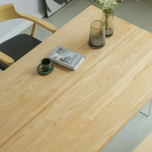 Rectangle Solid Wood Dining Table Modern Acrylic Double Pedestal Table