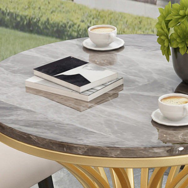 Polished Finish Dinette Table for Home Traditional Luxury Round Dining Table