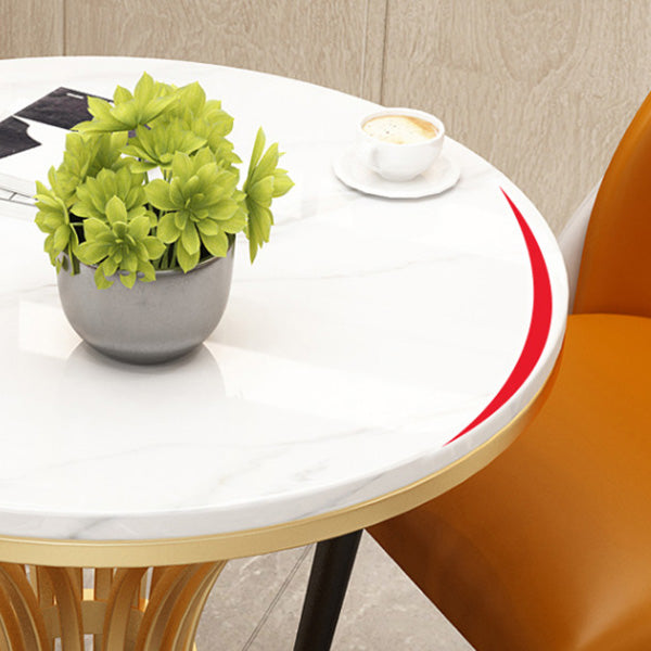 Polished Finish Dinette Table for Home Traditional Luxury Round Dining Table