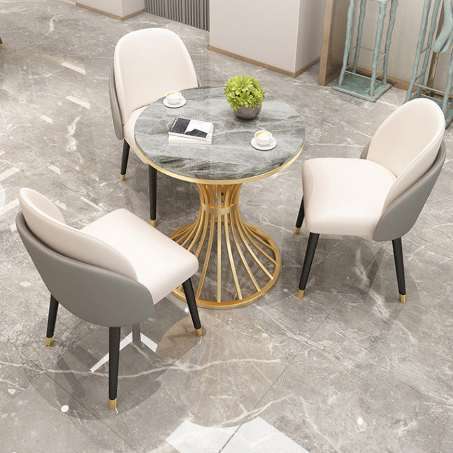 Polished Finish Dinette Table for Home Traditional Luxury Round Dining Table