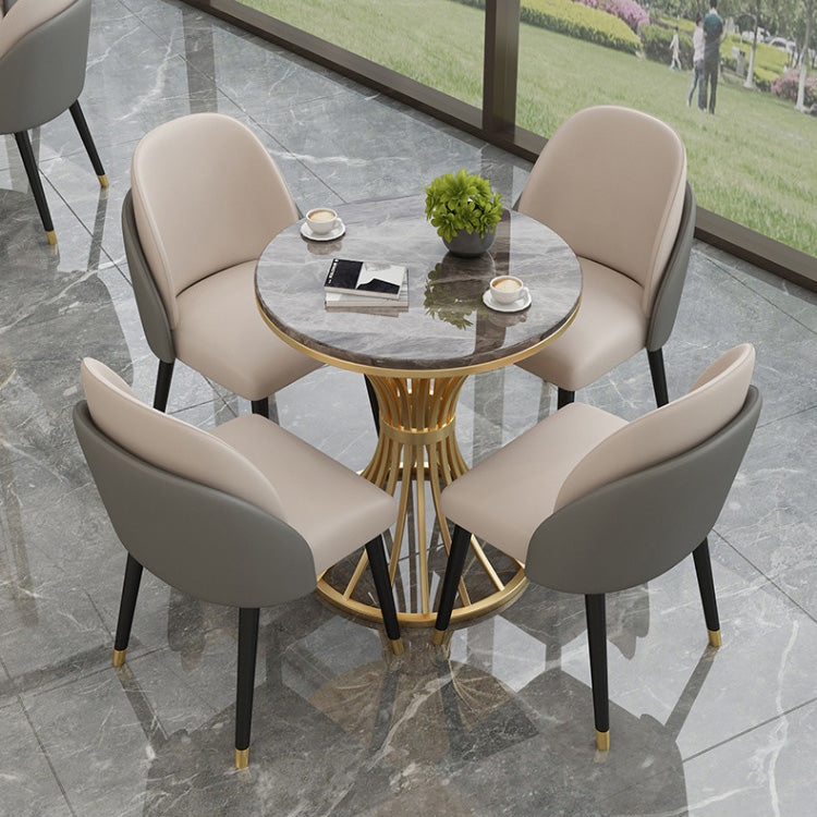 Polished Finish Dinette Table for Home Traditional Luxury Round Dining Table