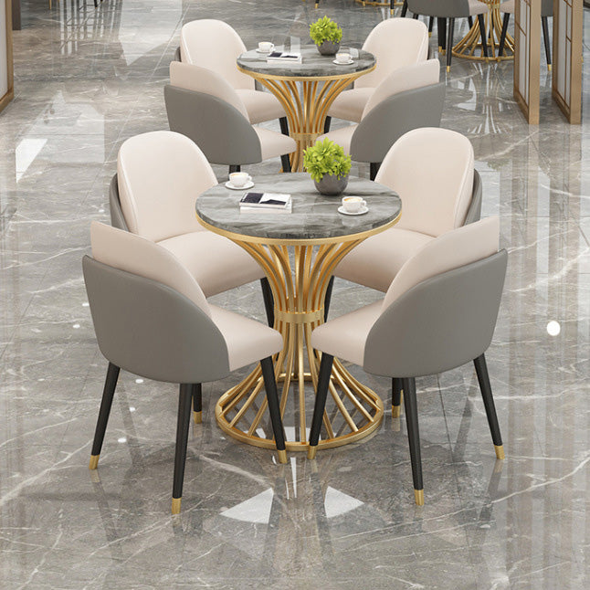 Polished Finish Dinette Table for Home Traditional Luxury Round Dining Table