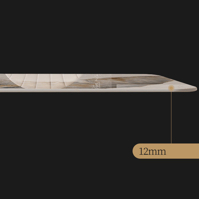 Glam Style Sintered Stone Table Dining Rectangle Table with Metal Legs for Kitchen