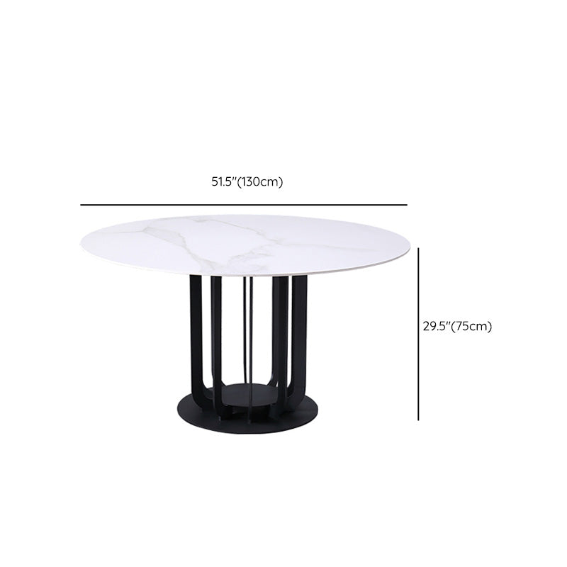 Round Stone Top Dining Table Contemporary Dining Table with Metal Pedestal Base