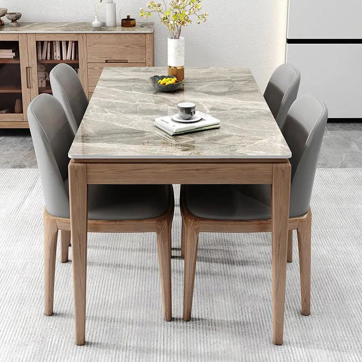 Rectangle Stone Top Dining Table Mid-Century Dining Table for Dining Room
