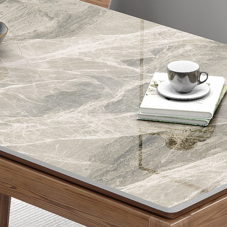 Rectangle Stone Top Dining Table Mid-Century Dining Table for Dining Room