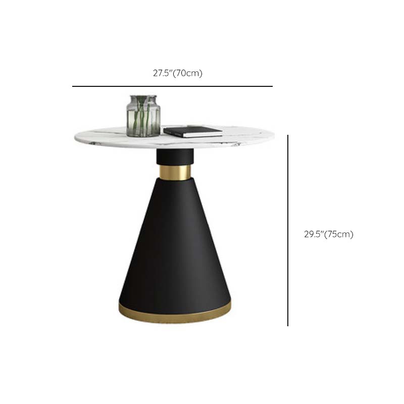 Contemporary Style Round Dining Table White Table with Metal Base