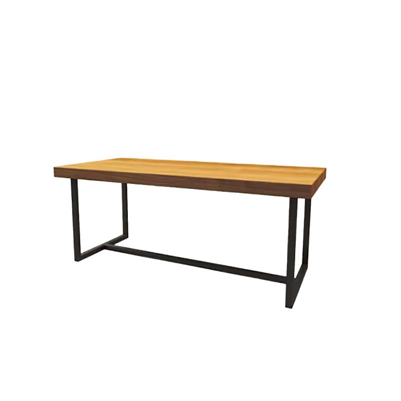 Industrial Brown Dining Table Indoor Rectangle Dinette Table with Metal Frame