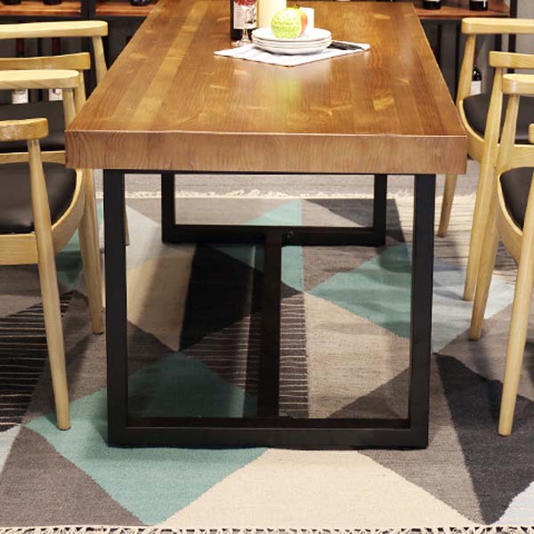 Industrial Brown Dining Table Indoor Rectangle Dinette Table with Metal Frame